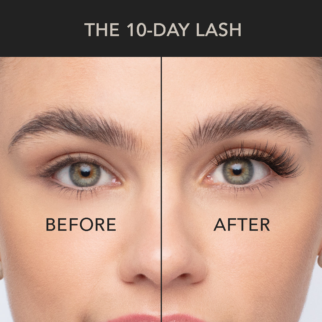 Classic wispy lash extensions shown in a before and after comparison, highlighting added length, curl, and volume.