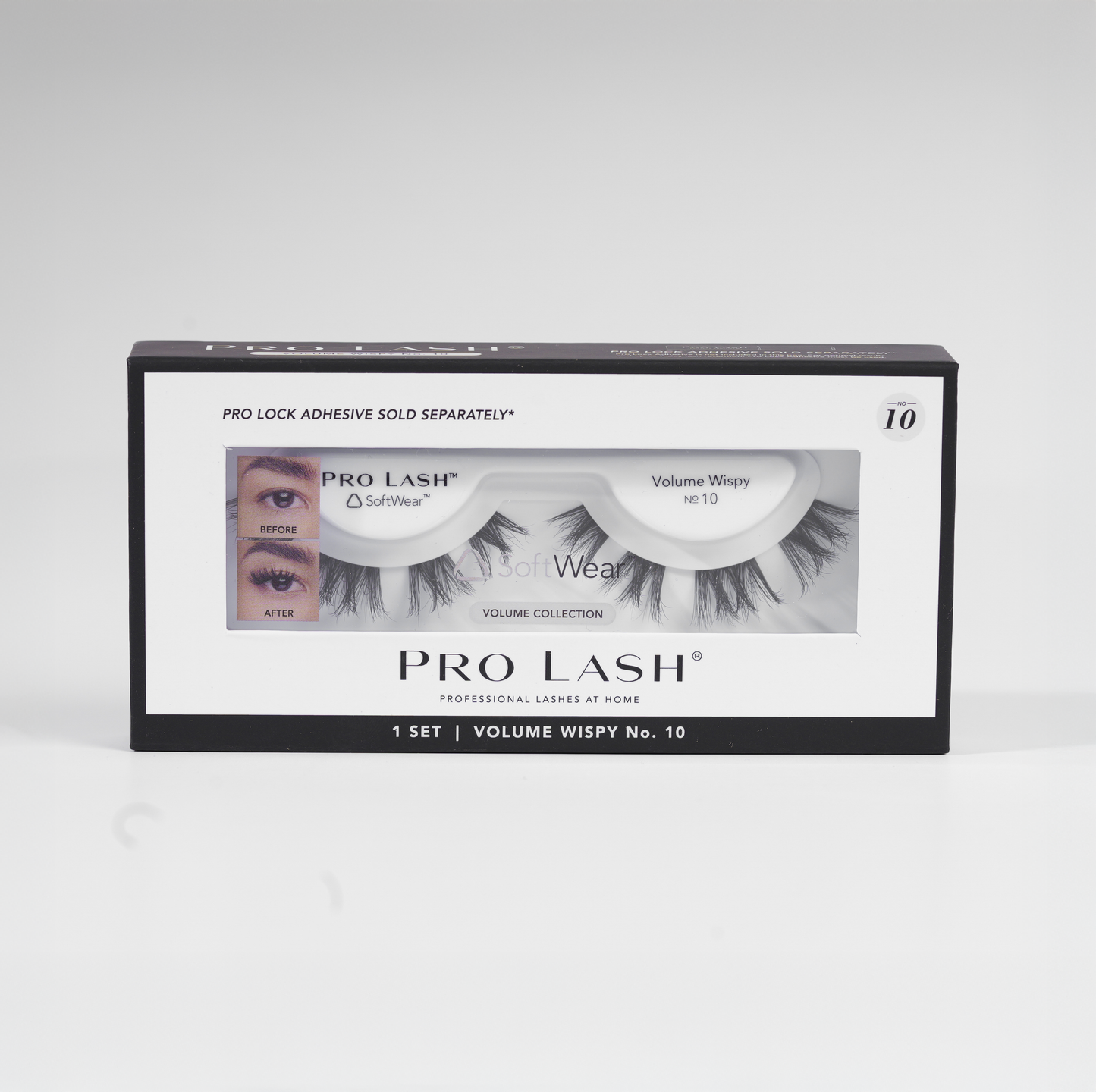 Wispy volume lash extensions in Pro Lash Volume Wispy No.10 single set with SoftWear band, designed for fluttery dimension and long-lasting 10-day wear.
