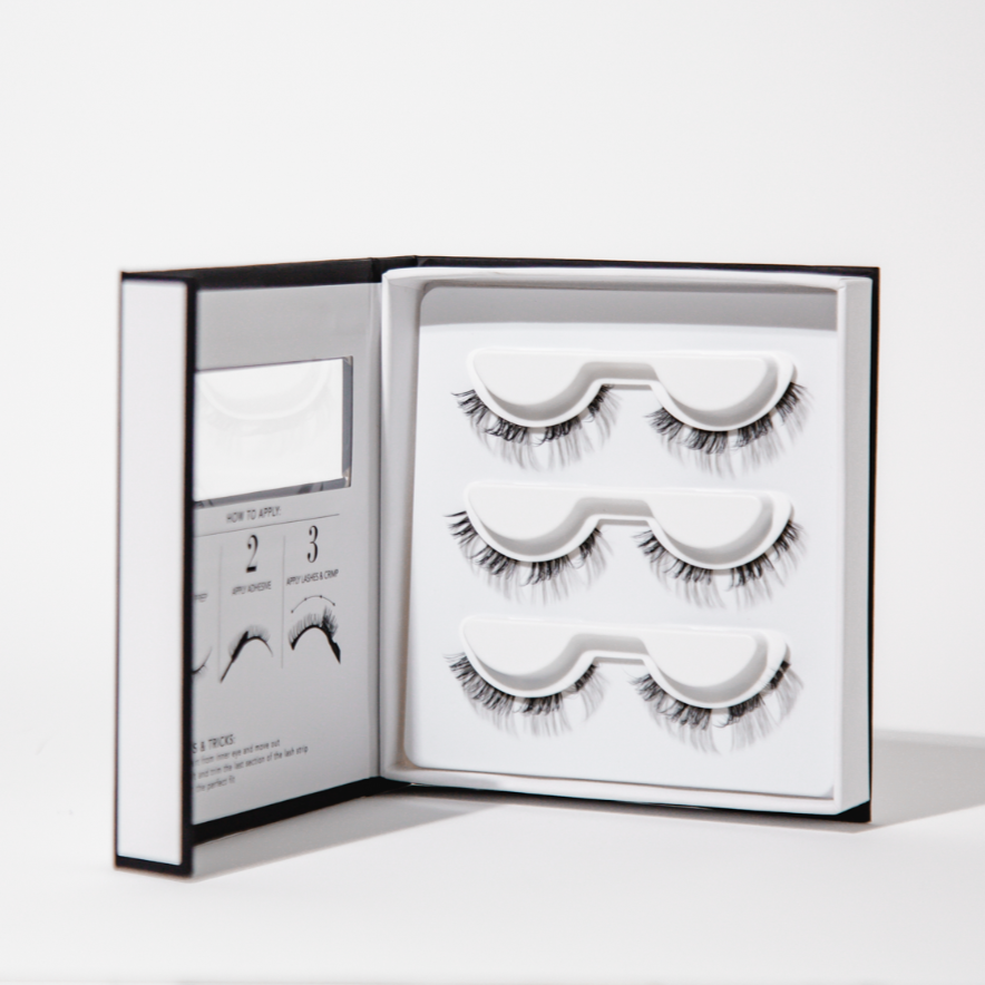 Image of an opened Pro Lash Volume Lashes displaying eyelash extensions. 