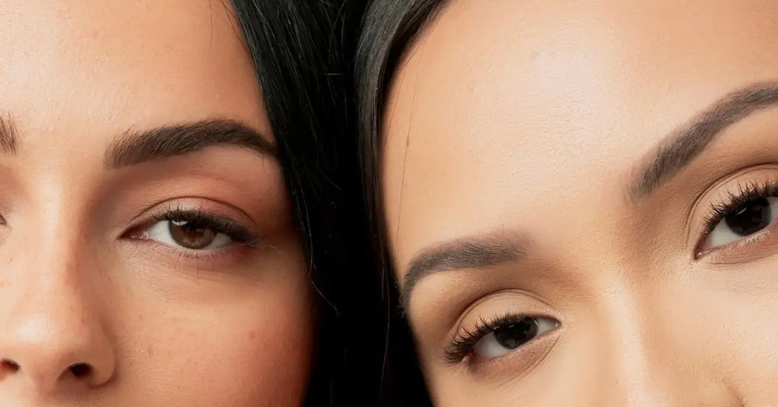 DIY eyelash extensions shown on two women with soft, natural-looking lash enhancements