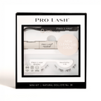 Eyelash extensions at home kit featuring Pro Lash Natural Doll Eye No. 38 with adhesive, applicator, and seamless lash band.