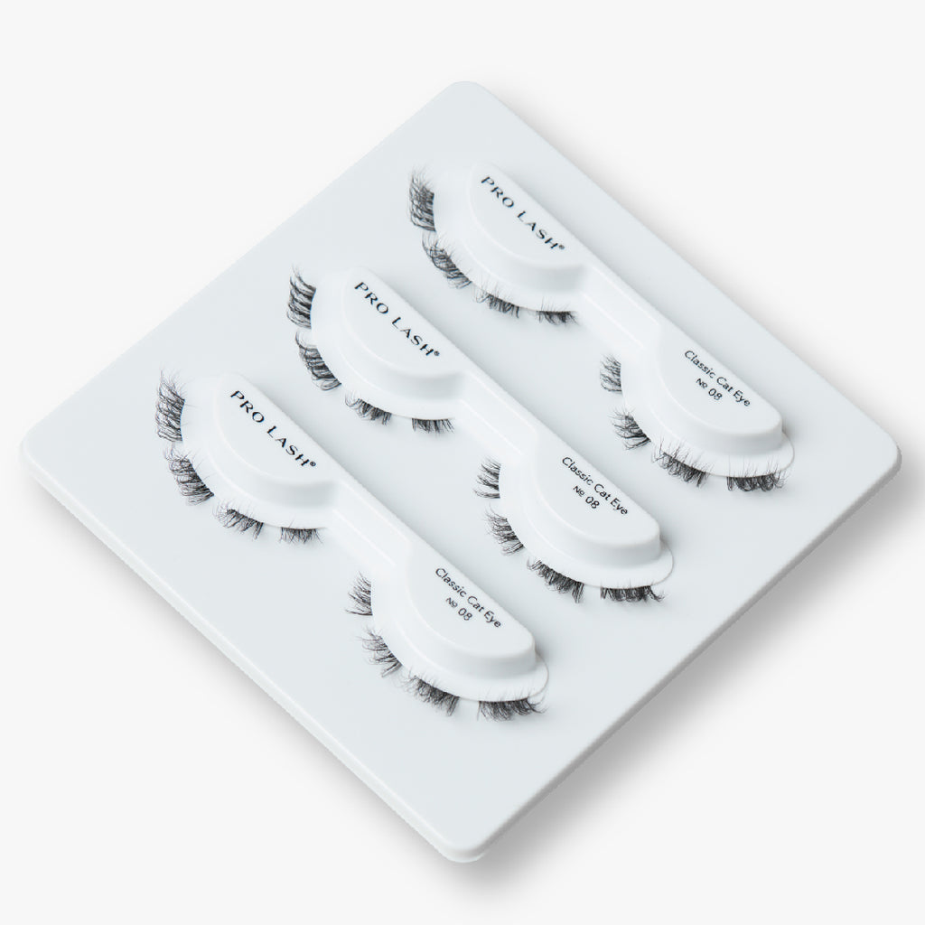 Cat eye classic lashes in Pro Lash Classic Cat Eye No.08 set featuring three pairs with a natural flared shape
