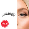 Wispy classic lashes shown applied on eye with soft, fluttery length and Allure Best of Beauty Award 2023 badge