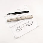 Eyelash extension kit with Pro Lash segments, adhesive, tweezers, and Natural Doll Eye No. 38 lashes.