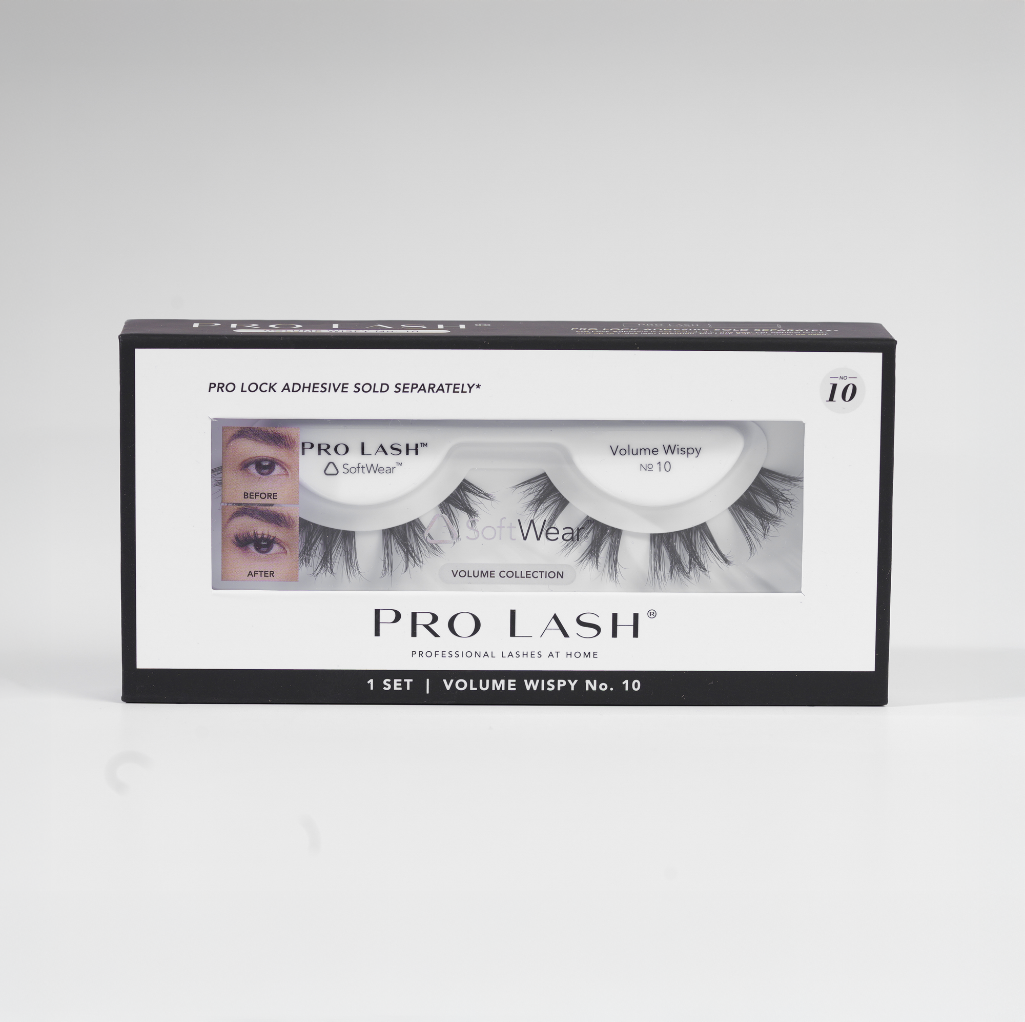 Wispy volume lash extensions in Pro Lash Volume Wispy No.10 single set with SoftWear band, designed for fluttery dimension and long-lasting 10-day wear.