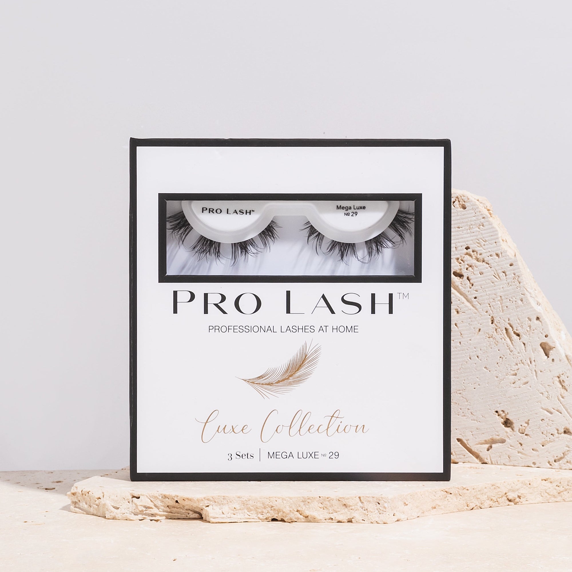 Eyelash extensions mega style in Pro Lash Luxe Collection packaging featuring Mega Luxe No.29 set.
